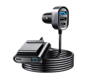 Joyroom JR-CL05 černá / Nabíječka do auta / 4xUSB / 2xUSB-C / 1.5m / 72W