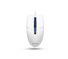 A4tech N-530S bílá / Kancelářská optická myš / 1200 DPI / 3tl. + kolečko / jednobarevné podsvícení modré / USB / 1.5 m
