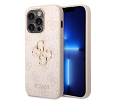 GUESS PU 4G Metal Logo Zadní Kryt pro Apple iPhone 15 Pro Max růžová