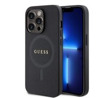 GUESS PU Saffiano MagSafe Zadní Kryt pro Apple iPhone 15 Pro Max černá