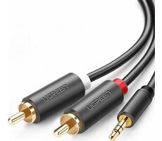 UGREEN AV102 Kabel 2x RCA (M) - jack 3.5 mm (M) 1.5m černá