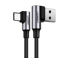 UGREEN US176 Kabel USB-A (M) - USB-C (M) 1m černá / úhlový 
