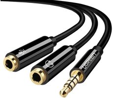 UGREEN Kabel 3.5mm Jack (M) - 2x 3.5mm Jack (F) 0.2m černá