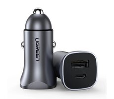UGREEN CD130 Adaptér do auta šedá / 1x USB-C / 1x USB-A / 30W / PD