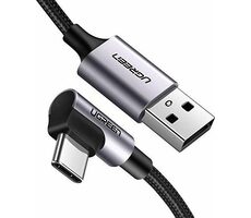 UGREEN Kabel USB-A (M) - USB-C (M) 1m černá / úhlový USB-C 