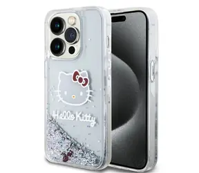 Hello Kitty Liquid Glitter Electroplating Head Logo Zadní Kryt pro Apple iPhone 15 Pro transparentní