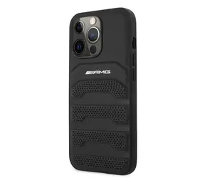 AMG Leather Debossed Lines Zadní Kryt pro Apple iPhone 14 Pro černá