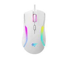Havit MS1033 bílá / Optická herní myš / 800 - 8000 DPI / RGB / USB-A / 9 tlačítek / 1.6 m