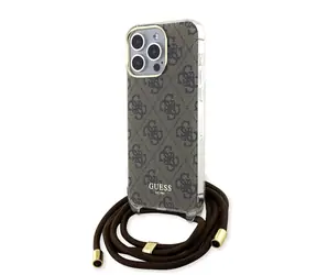 Guess IML 4G Printed Crossbody Zadní Kryt pro Apple iPhone 15 Pro Max hnědá