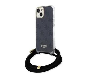 Guess IML 4G Printed Crossbody Zadní Kryt pro Apple iPhone 15 černá
