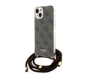 Guess IML 4G Printed Crossbody Zadní Kryt pro Apple iPhone 15 hnědá
