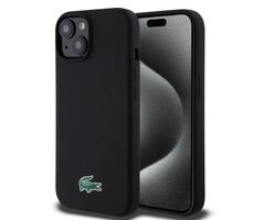 Lacoste Liquid Silicone Microfiber Croc Logo Magsafe Zadní Kryt pro Apple iPhone 15 černá