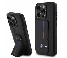 BMW "M" Collection PU Grip Stand Tricolor Line Zadní Kryt pro Apple iPhone 15 Pro černá