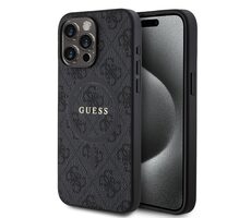 Guess PU Leather 4G Colored Ring MagSafe Zadní Kryt pro Apple iPhone 15 Pro Max černá