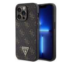 Guess PU Leather 4G Triangle Metal Logo Zadní Kryt pro Apple iPhone 14 Pro černá