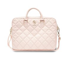 Guess PU Quilted 4G Metal Logo Computer Bag 15/16" růžová