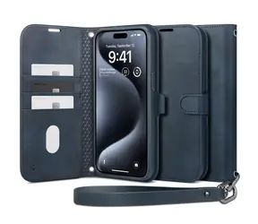 Spigen Wallet S Pro Pouzdro typu peněženka pro Apple iPhone 15 Pro modrá