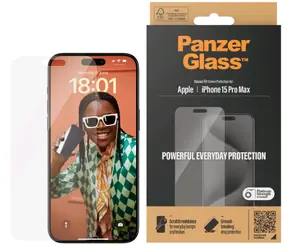 PanzerGlass Classic Fit Ochranné sklo pro Apple iPhone 15 Pro Max / Instalační set 