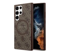 Guess PU Leather 4G Colored Ring MagSafe Zadní Kryt pro Samsung Galaxy S24 Ultra hnědá