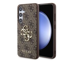 Guess PU 4G Metal Logo Zadní Kryt pro Samsung Galaxy S24+ hnědá