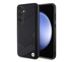 BMW Signature Leather Kovové Logo Zadní Kryt pro Samsung Galaxy S24+ černá 