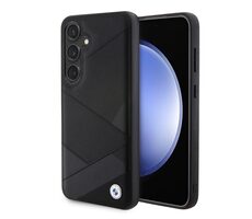 BMW Signature Leather Kovové Logo Zadní Kryt pro Samsung Galaxy S24 černá 