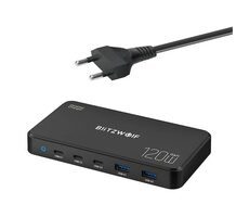 BlitzWolf Síťová nabíjecí stanice 5v1 černá / 120W / 2xUSB-A / 3xUSB-C 