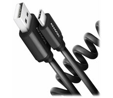 AXAGON BUCM-AM10TB TWISTER Kroucený datový kabel USB-A 2.0 - USB-C 0.6m černá