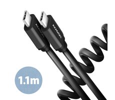AXAGON BUCM-CM20TB TWISTER Kroucený datový kabel USB-C 2.0 - USB-C 60W 1.1m černá