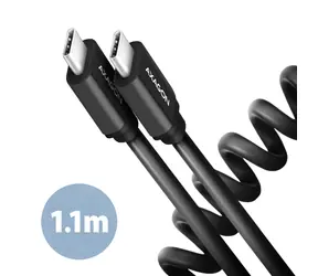 AXAGON BUCM-CM20TB TWISTER Kroucený datový kabel USB-C 2.0 - USB-C 60W 1.1m černá