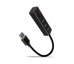 AXAGON HMA-CR3A, USB 5Gbps hub, porty 3x USB-A + čtečka karet SD/microSD, kovový, kabel USB-A 20cm