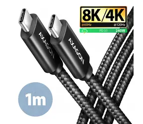 AXAGON BUCM4X-CM10AB NewGEN+ Datový kabel USB-C 4.0 - USB-C 240W 1m černá