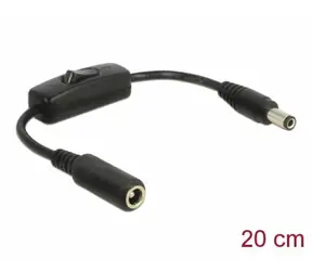 DeLock Adaptér DC 5.5 x 2.5mm (M) - DC 5.5 x 2.5mm (F) 0.2m černá