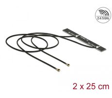 DeLock Dvoupásmová anténa WLAN WiFi 6 Twin 2x i-PEX MHF 4L (M) 25 cm černá