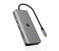 Icy Box IB-DK4061-CPD šedá / Dokovací stanice / USB-A / USB-C / HDMI / GLAN / SD