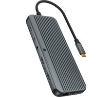 Icy Box IB-DK4060-CPD šedá / Dokovací stanice / USB-A / USB-C / HDMI / DP / GLAN / AUX / SD