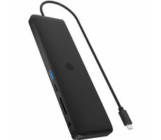 Icy Box IB-DK2116-C černá / Dokovací stanice / USB-A / USB-C / HDMI / DP / GLAN / AUX / SD