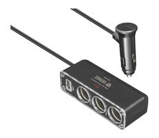 YENKEE YAC 440 černá / Nabíjecí adaptér do auta černá / 3x 12V / 1x USB-A