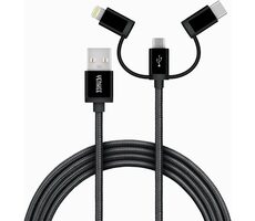 YENKEE YCU 400 BK Kabel USB-A (M) - Micro USB (M) & USB-C (M) & Lightning (M) 1m černá 