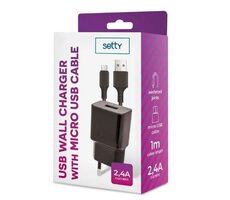 Setty Nabíječka do sítě 2.4A černá / s micro USB kabelem 1m