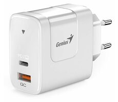Genius PD-65AC bílá / Nabíjecí adaptér / 65W / 1x USB-A / 1x USB-C / PD / QC