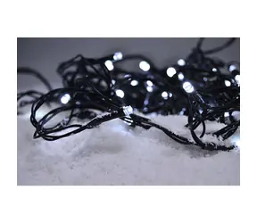 Solight LED venkovní vánoční řetěz studená bílá / 100x LED / 10m / 3m přívod / 8 funkcí / IP44 / 3x AA