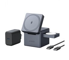 Anker 3v1 Cube MagSafe šedá / Nabíjecí stojánek / max. 15W / LED indikátor
