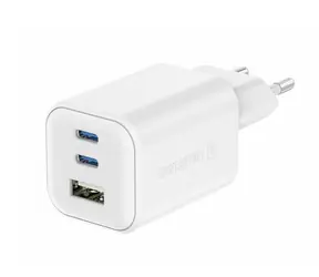 SWISSTEN Síťový adaptér GaN 2x USB-C/USB-A bílá / 65W / QC / PD