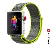 SWISSTEN Nylonový řemínek pro Apple Watch 42/44/45/49mm zářivě zelená
