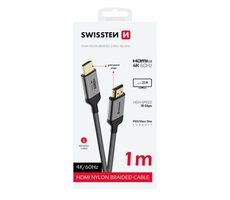 SWISSTEN HDMI 2.0 kabel 1m černá / 4K / 18 Gbps / pozlacené konektory