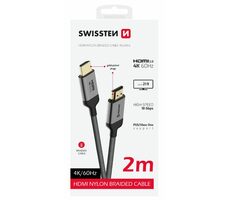 SWISSTEN HDMI 2.0 kabel 2m černá / 4K / 18 Gbs / pozlacené konektory