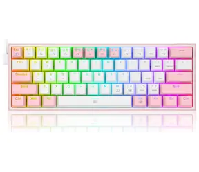 Redragon K617 Fizz Red růžová / Herní klávesnice / mechanická / spínače red / USB / US