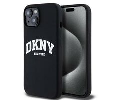 DKNY Liquid Silicone Arch Logo MagSafe Zadní Kryt pro Apple iPhone 15 černá