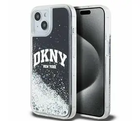 DKNY Liquid Glitter Arch Logo Zadní Kryt pro Apple iPhone 14 černá